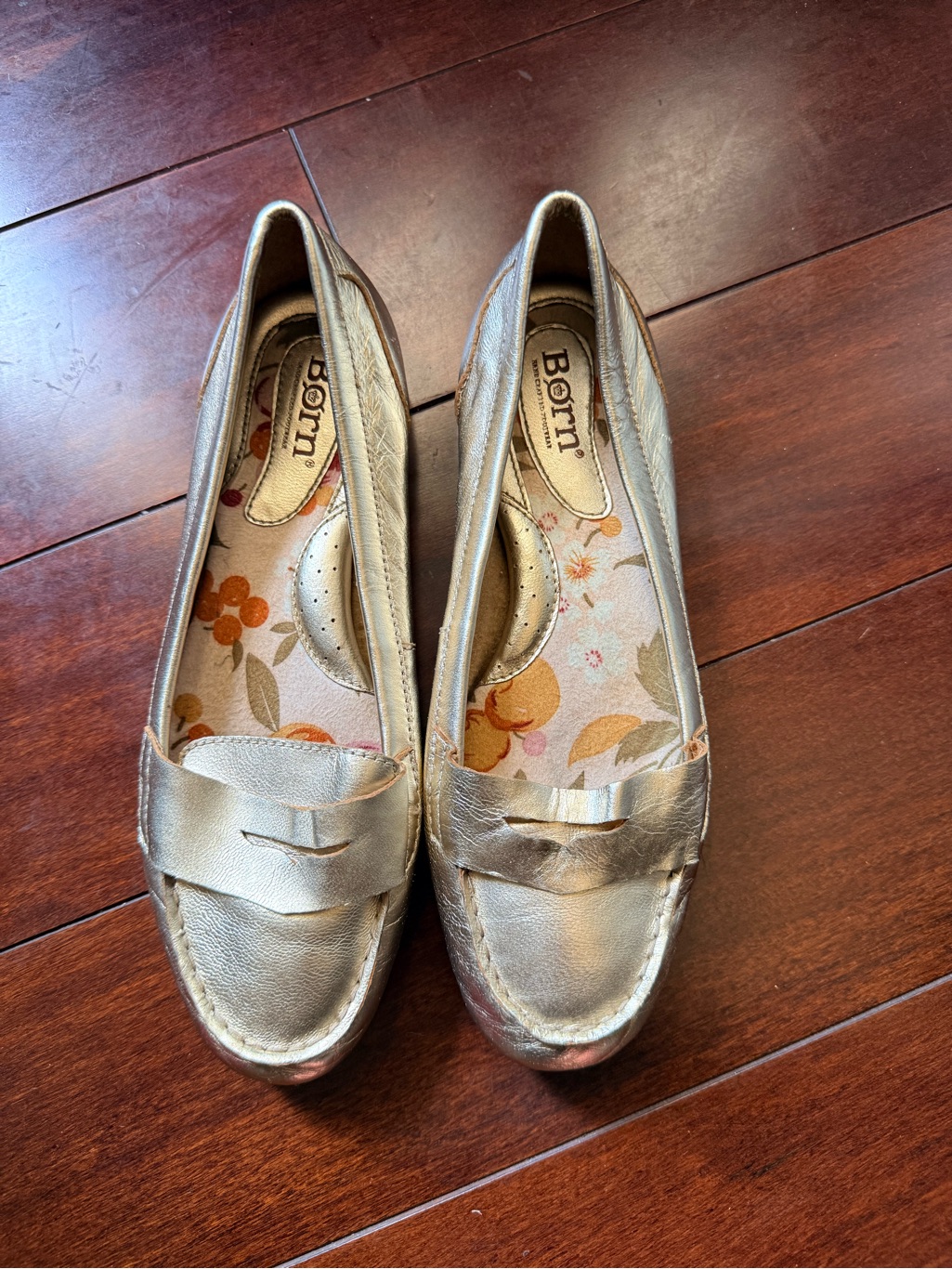Born Metallic Gold Penny Loafers